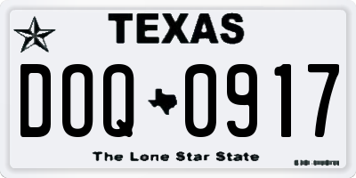 TX license plate DOQ0917