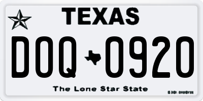 TX license plate DOQ0920