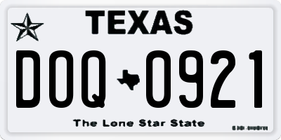 TX license plate DOQ0921