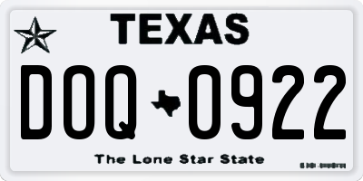 TX license plate DOQ0922