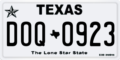 TX license plate DOQ0923