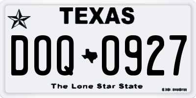 TX license plate DOQ0927