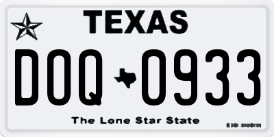 TX license plate DOQ0933