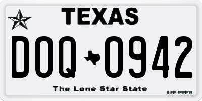 TX license plate DOQ0942