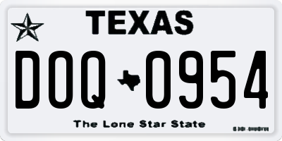 TX license plate DOQ0954