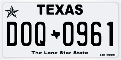 TX license plate DOQ0961