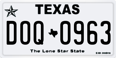 TX license plate DOQ0963