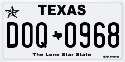 TX license plate DOQ0968