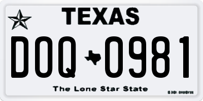 TX license plate DOQ0981