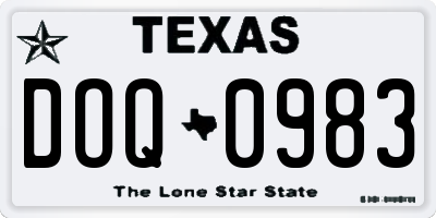 TX license plate DOQ0983