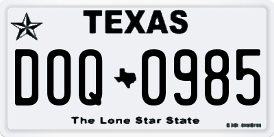 TX license plate DOQ0985