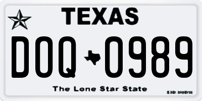 TX license plate DOQ0989