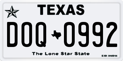 TX license plate DOQ0992