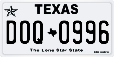 TX license plate DOQ0996