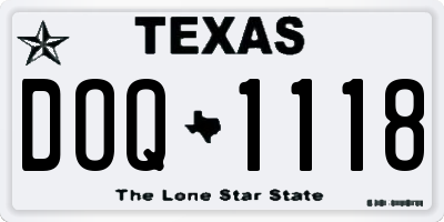 TX license plate DOQ1118