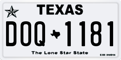TX license plate DOQ1181