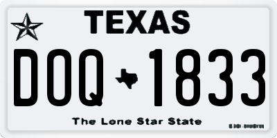 TX license plate DOQ1833