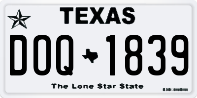 TX license plate DOQ1839