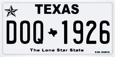 TX license plate DOQ1926