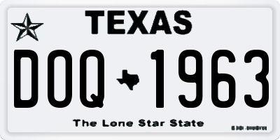 TX license plate DOQ1963