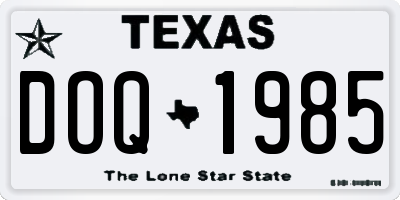 TX license plate DOQ1985