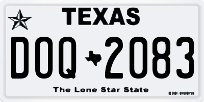 TX license plate DOQ2083