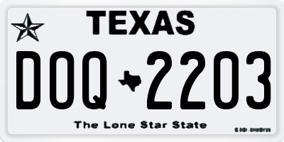 TX license plate DOQ2203