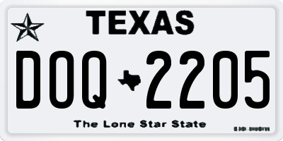 TX license plate DOQ2205