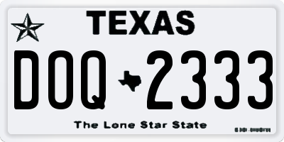 TX license plate DOQ2333
