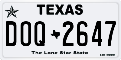 TX license plate DOQ2647