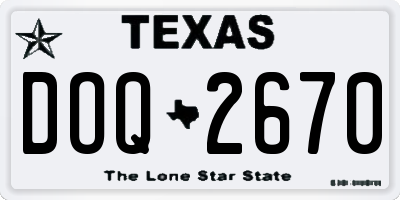TX license plate DOQ2670