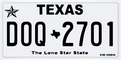 TX license plate DOQ2701