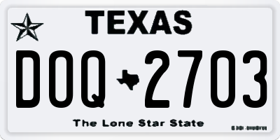 TX license plate DOQ2703