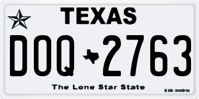 TX license plate DOQ2763