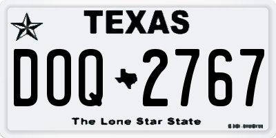 TX license plate DOQ2767