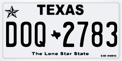 TX license plate DOQ2783