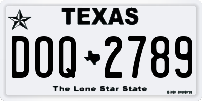 TX license plate DOQ2789