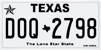 TX license plate DOQ2798