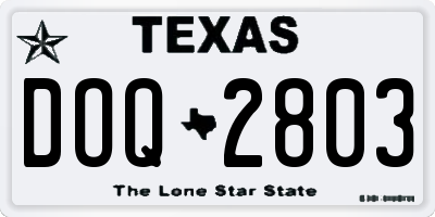 TX license plate DOQ2803