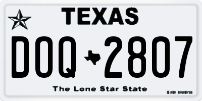 TX license plate DOQ2807