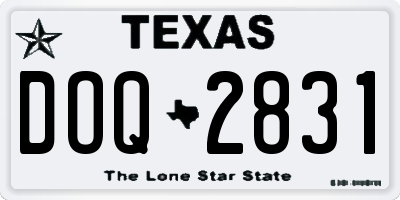TX license plate DOQ2831