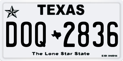 TX license plate DOQ2836