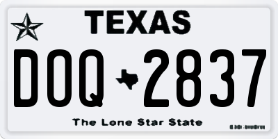 TX license plate DOQ2837