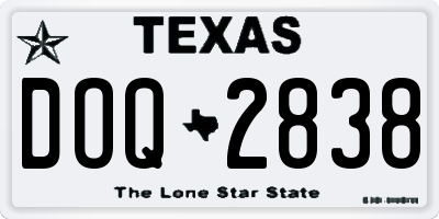 TX license plate DOQ2838