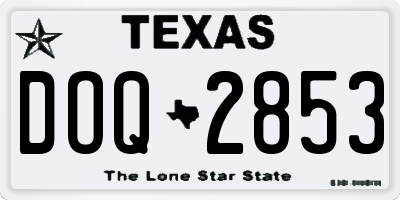 TX license plate DOQ2853