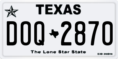 TX license plate DOQ2870