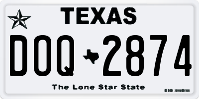 TX license plate DOQ2874