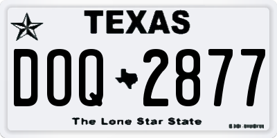 TX license plate DOQ2877