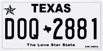 TX license plate DOQ2881