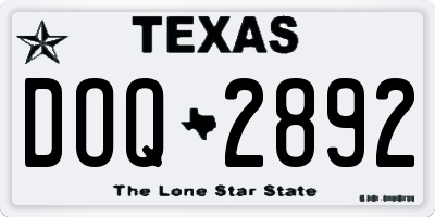 TX license plate DOQ2892